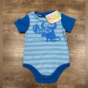 TRULY SCRUMPTIOUS BABY BLUE STRIPPED ONESIE SIZE 6M